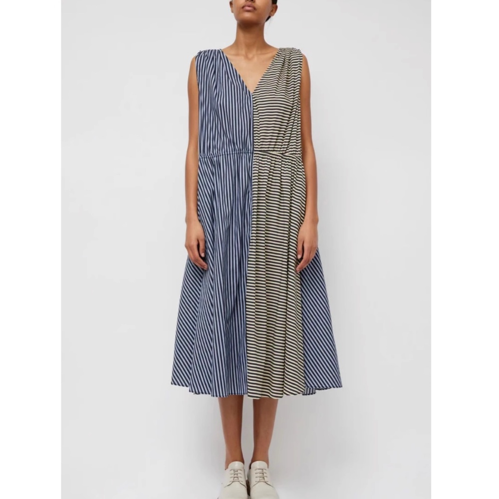 NWT NO.6 Leigh Midi Dress - Stripe Combo Blue Black White Causal Cotton - Picture 3 of 13